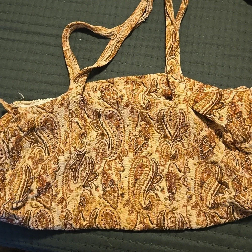 Vintage Shoppers Tapestry Tote Bag Paisley Purse Casual‎ Womens Barrel Mauve Tan